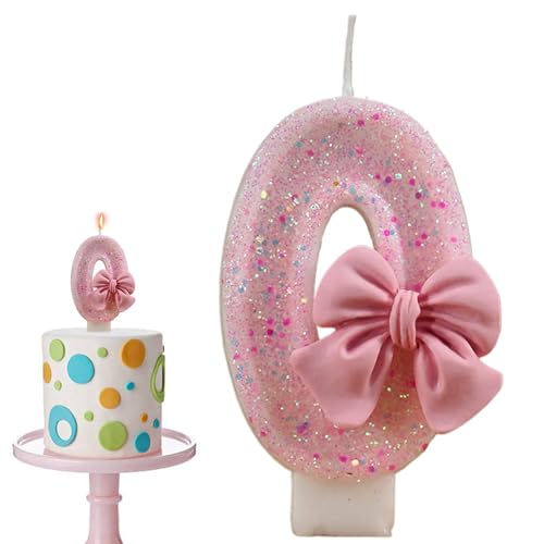 Velas de números para tartas de cumpleaños, velas de números con purpurina rosa | Suministros de celebración para tarta de cumpleaños, velas temáticas de reuniones para mujeres