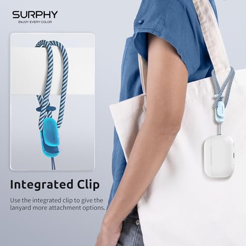 Image of SURPHY 2 Pack Phone Lanyard, Phone Wrist Strap for Case, Camera Wrist Strap | Ultra-Light 2-Color Braided Phone Strap, Cellphone Charm Strap, Anti-Lost Wrist Lanyard for Women and Men, Cloud Blue Jay