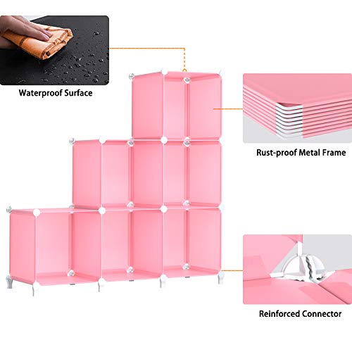 Cube de rangement rose 6 étagère modulable plastique armoire modulable rose - 8