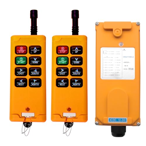 creatorele Industrial-Grade Dump Trailer Remote Control Switch 12AC 8-Key Wireless Remote Kit for Dump Truck Trailer Hoist Lift Gate Power Unit & Overhead Cranes(2 Transmitter + 12V Receiver)