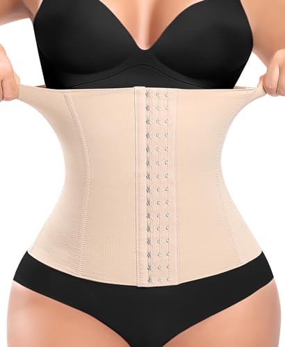 JoyGirl Damen Shapewear Korsett Bauchweg Body Shaper Waist Trainer Corset Shapewear Formend Stark Taillenformer Corsage Waist Training Cincher(#2 Beige-Höhe 28CM, S)
