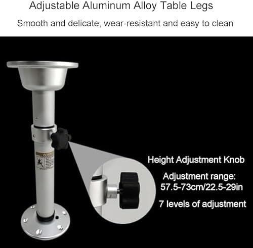 Adjustable RV Table, Removable Height Picnic Table for Boats & Outdoor Camping, 2 Cup Holders, Ideal for RV Conversions & Picnics - Yellow