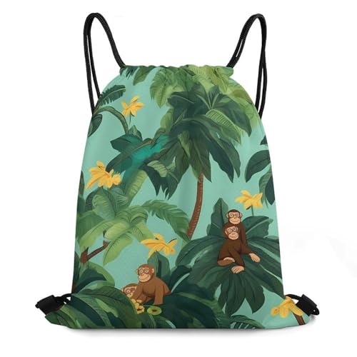 Monkey Drawstring Backpack Durable Sport Gym Bags Daypack for Men Women 35 * 42cm