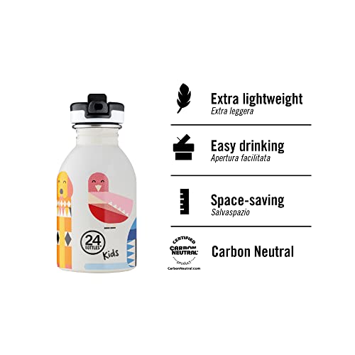 24BOTTLES Kids - Trinkflasche Kinder mit Strohhalm 250 ml, Thermosflasche Kinder 24h Cold 12h Hot, Wasserflasche 100% Versiegeltem Deckel, Umweltfreundliche Trinkflasche Edelstahl, Best Friend