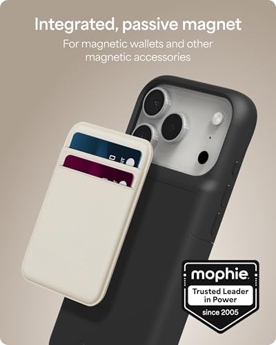 Image of Mophie Juice Pack Battery Case for iPhone 17 Pro - Slim Charging Case, Up to 50% Extra Battery Life, High Impact Protection, Magnetic Back for Wallets & Mounts, Sustainable Material, Black
