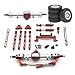kowaku Metal Front and Rear Assembly Kits, RC Car Upgrade Tires, Tie Rods Spare Parts for MN82 LC79 1/12 RC Car Crawler Model, Red