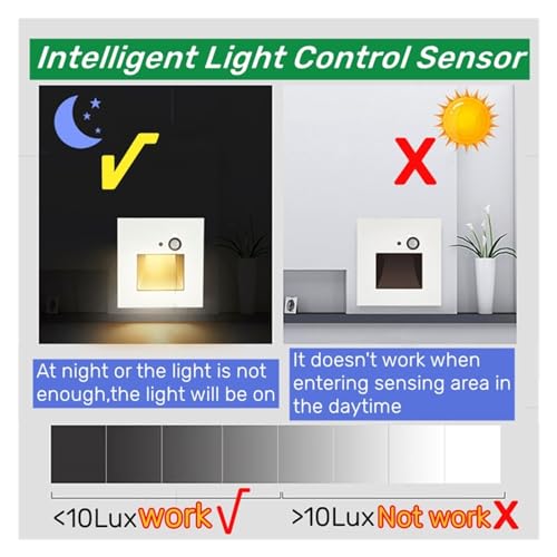 Sensor de movimiento luz de pie para escaleras que evita caídas nocturnas en pasillos 4