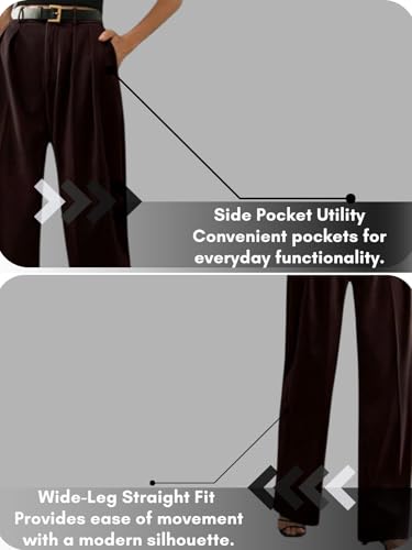 Image of GRECIILOOKS Trousers for Woman | Womens High Rise High Waist Flared Korean Style | Formal Pant for Women Office Wear| Track Pants for Womans Elegant for College & Events (Available in Plus Size)