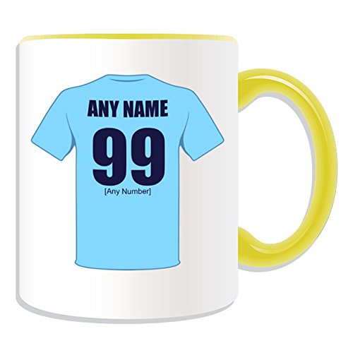 Regalo personalizado – Manchester City taza (Club de fútbol diseño tema, colores) – cualquier nombre/mensaje en su única taza – los ciudadanos Sky Blues, cerámica, Amarillo Regalo personalizado – Manchester City taza (Club de fútbol diseño tema, colores) – cualquier nombre/mensaje en su única taza – los ciudadanos Sky Blues, cerámica, Amarillo