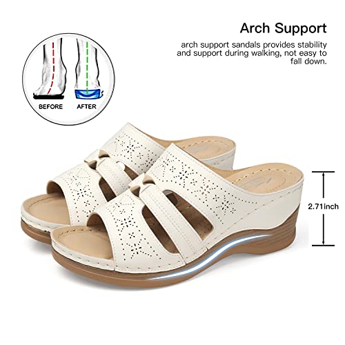 Image of SHIBEVER Wedge Sandals for Women Dressy: Comfortable Slip On Summer Sandal