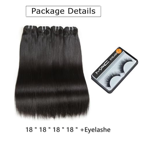 Liang Dian 18 Inch Long Straight Human Hair 4 Bundles Natural Color 12A Brazilian Virgin Hair 100% Unprocessed Straight Bundles Human Hair(18" 18" 18" 18") - Image 5
