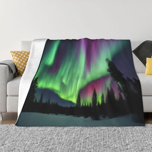 Yyoretp Manta de franela de microforro polar ultra suave con estampado de luces boreales para cama, sofá, sala de estar, viajes, para todas las estaciones