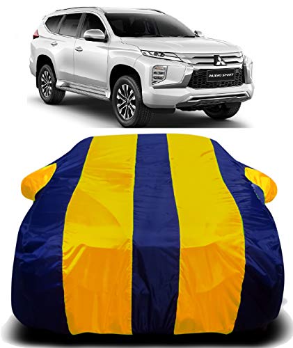 Image of Waterproof Car Cover with Ultra Surface Body Protection (Yellow Stripes) (Mitsubishi Pajero)