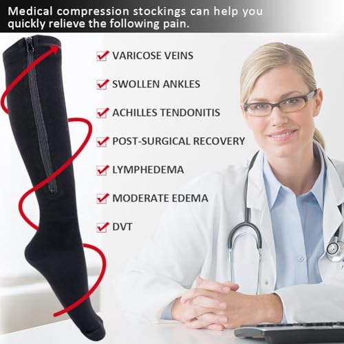 Image of Ailaka Medical 15-20 mmHg Zipper Compression Socks Women Men