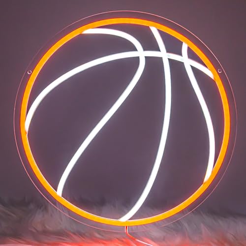 Image of Basketball Neon Sign, 13x13 Inch Led Neon Light Signs for Wall Decor, USB Powered Aesthetic Wall Decor, Sports LED Light for Room Bedroom Shop Decor (Basketball)