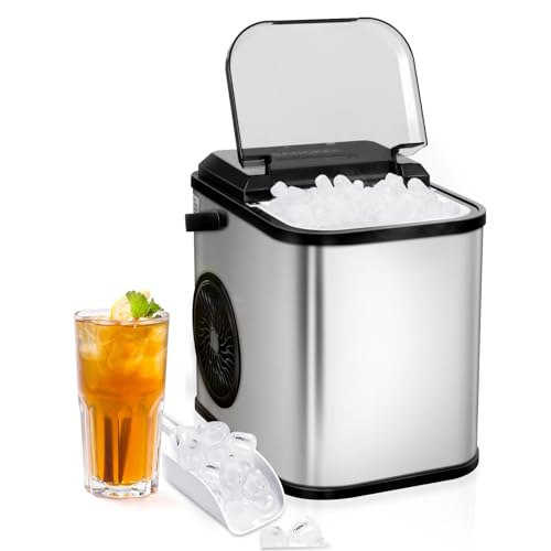 Opiniones y reviews de Máquinas para hacer hielo . 47 SANGKEE Maquina de Hielos para Casa, Fabrica 8 Cubos de Hielo en 6 Minutos Ice Maker, 12kg/24hrs, Maquina para Hacer Hielo Autolimpieza y Funcionamiento con un solo Clic, Cuchara y...