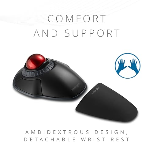 Image of Kensington Orbit Wireless Trackball with Scroll Ring - Black-Red (K70990WW),