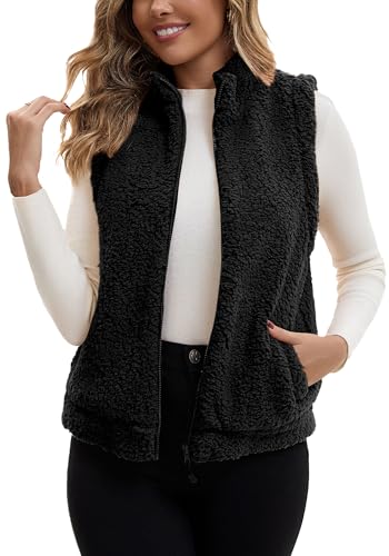 Chaleco de forro polar Maeau para mujer con bolsillos y cuello alto cálido