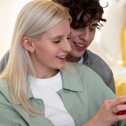 Iefil Birthstone Earrings for Women - 925 Sterling Silver Heart Earrings Anniversary Birthday Gifts for Women Wife Girlfriend Mom3