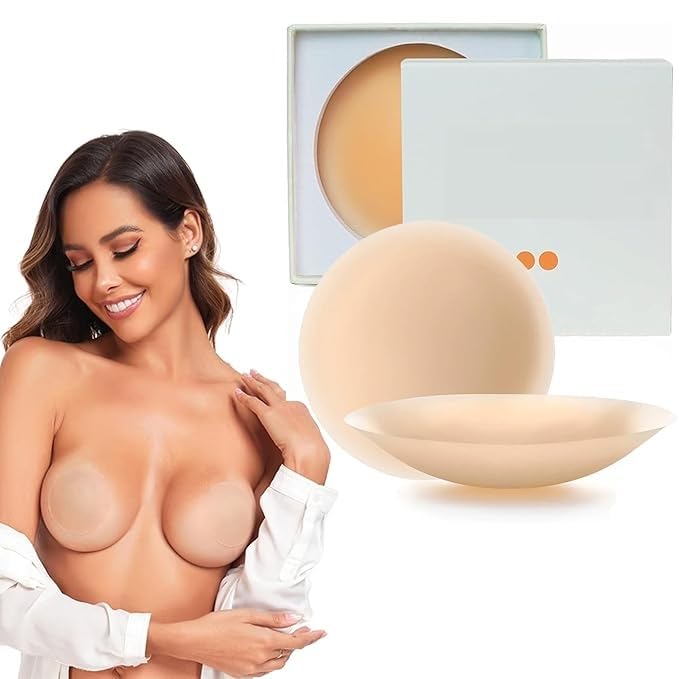 diederik Nipple Cover Reusable for Women | Ultra-Thin,Washable,Skin Friendly | Medical Grade Silicone Invisible Adhesive Nipple Pads | 12 Hrs Coverage | with Utility Pouch 4Pcs (2 Pairs) Nude-picture-11