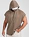 JMIERR Men's Sleeveless Drawstring Hooded Tank Tops T-Shirt - Casual Fashion Slim Fit Cotton Hoodies Tee Shirt for Gym Workout Daily Wear, S, Khaki