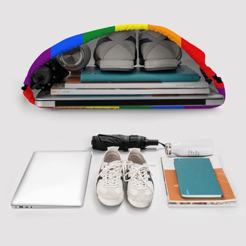 Image of LGBT Gay Pride Drawstring Backpack, Waterproof Rainbow Lesbian Gym Drawstring Bags, String Bag Sackpack for Beach Yoga Traveling Gifts, Men Women Cinch Sports Sack with Zippered Pocket
