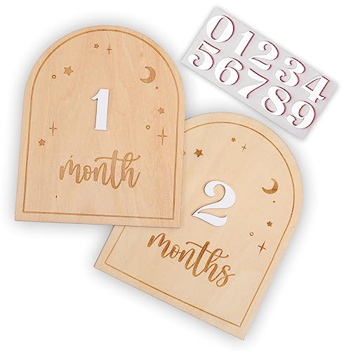 Cartes jalons en bois bébé premier âge interchangeables lune et étoiles