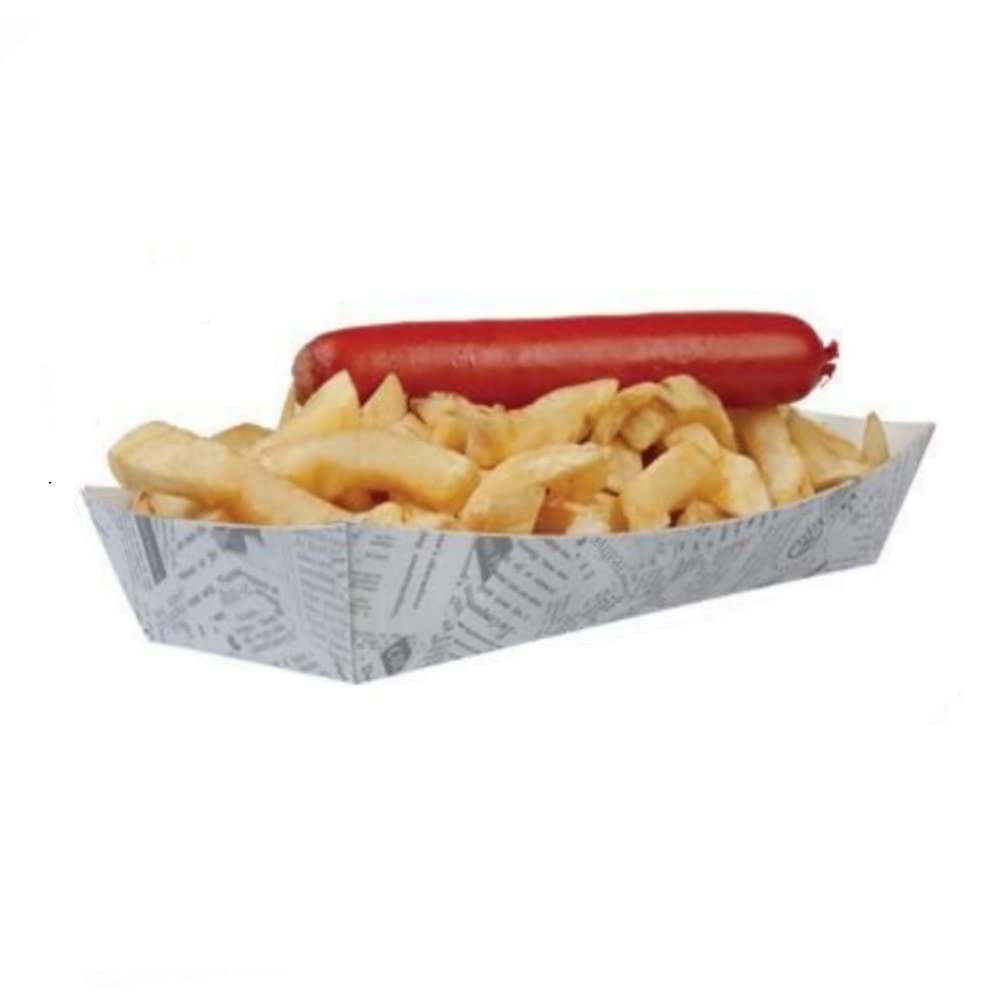 MustBeBonkers Newsprint Fish & Chips - Fast Food Take Away Disposable Packaging Tray Boxes - Select Items (Small Open Tray, 12)
