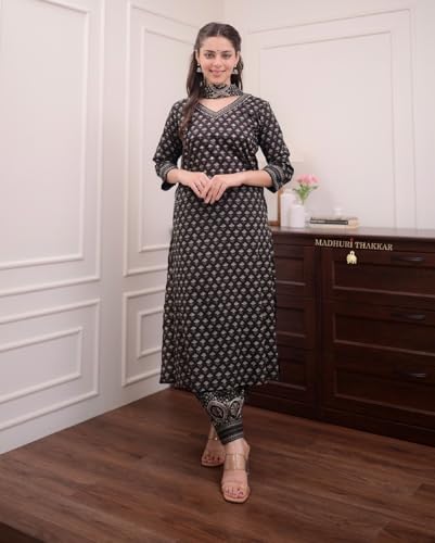 Image of FABNEX Kurta Set for Women | Women Kurta Pant Set |Cotton Blend Regular Women Kurti with Dupatta (Mix Kurta Set 2)