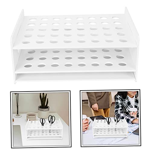 Image of DOITOOL Wooden Scissors Stand with 40 Holes 13X9.84X5.9In Desktop Organizer for Classroom Craft Storage and Test Tube Rack Compact Scissor Holder for Art Supplies