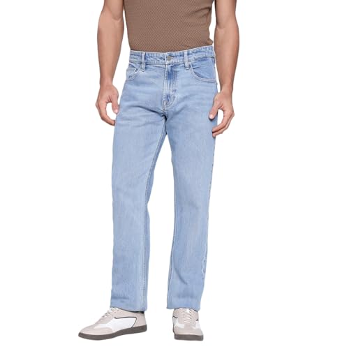 Image of GUESS Men Rodeo in Light Solid Relaxed Fit Denim Jeans