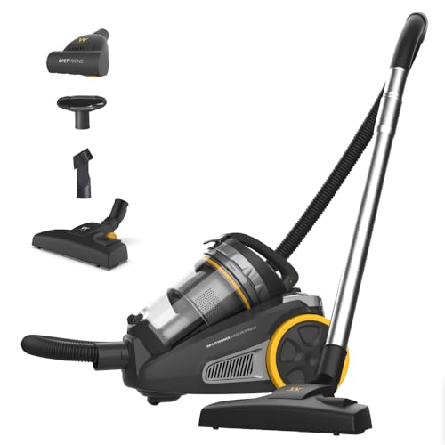 Newlux - Aspirapolvere a Traino Senza Sacchetto (20Kpa) 3L InfinityPower V4500 con Sist Ciclonico, Filtro HEPA 13 e 6 Fasi di Filtraggio | Spazzola per Animali | Potenza Regolabile