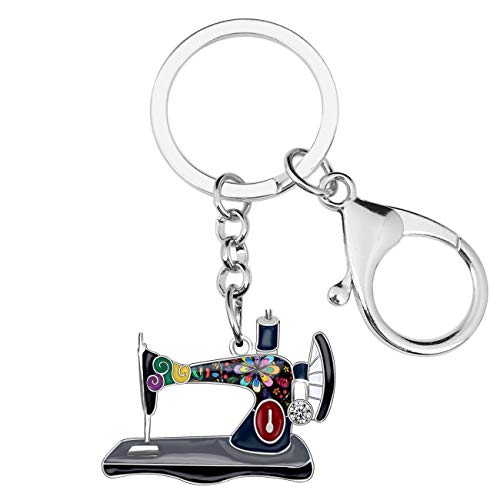 Llaveros de metal esmaltado para máquina de coser para mujeres y niñas, regalo de coche, bolsa de regalo, anillos, Negro Cover