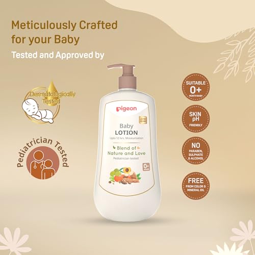 Image of Pigeon Baby Lotion with Marshmallow Root Extract, Carrot Seed Oil, Sweet Almond & Olive Oil - Soothing, Lightweight Moisturizer for Delicate Skin, No Paraben, Sulphate & Alcohol -500 ml