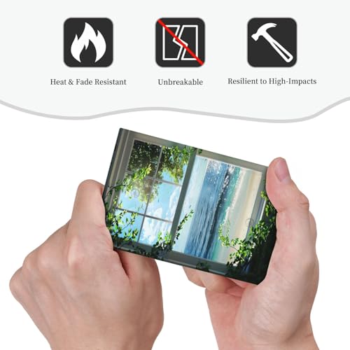Decorative Switch Covers Plate Window Beach Seascape View Green Leaves 1 Gang No Device Single Blank Outlet Covers Wall Plate Cover Light Switch Plate Electrical Faceplate