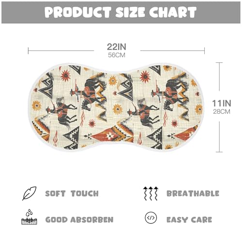 Image of Muslin Baby Burp Cloths Set of 4, Soft Absorbent Desert Cowboy Horseback Riding Muslin Washcloths, Bibs, Face Towel for Newborn Boys Girls, 22 x 11 Inch