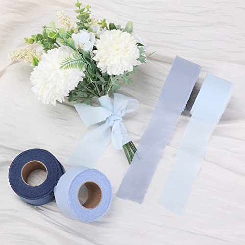 Cakasi Handmade Fringe Chiffon Ribbon Light Blue 21Yd Chiffon Silk Ribbon 1-3/4" X 1 Rolls For Wedding Invitations Bridal Bouquets Backdrop Decorations Invitations Gift Wrapping Diy Crafts #TOP3