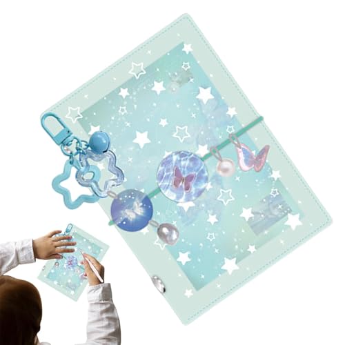 Binder Journal - 9x13x3cm M5 5-Ring Loose Leaf Refillable Notebook Transparent Tri Fold Cute Spiral Binder Journal With 50 Sheet
