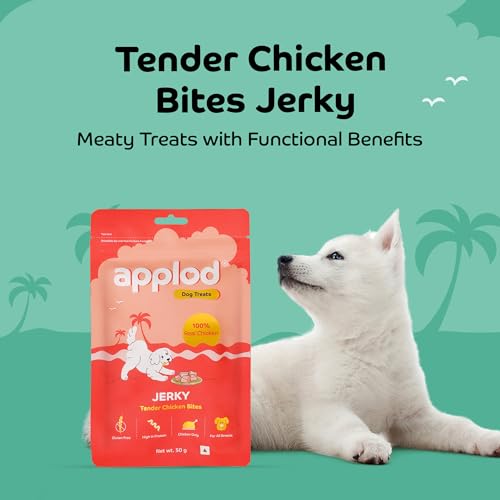 Image of Tender Chicken Jerky Bites Dog Treats | Made with Real Chicken Breast | High-Protein, Low-Fat Grain-Free Reward Snacks for Dogs | 50g