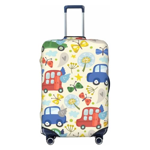 Spandex Travel Luggage Cover Printed Flying Cars Butterflies Double-Sided Suitcase Protector Bag,Dust-Proof Cratch-Resistant Washable Baggage Covers For Kid Adult,Small