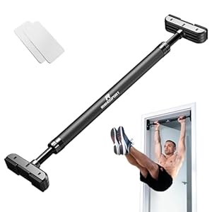 RHINOSPORT Door Pull Up Bar Doorway No-Screw from 69-92 cm (27.1in-36.2in) Workout Equipment for Home Gym Upper Body Workout Non-slip 2x EXTRA Foam Padding for Ultimate Door Frame Protection