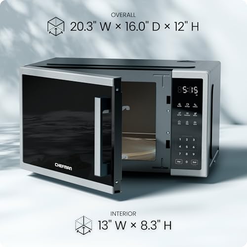 Chefman Countertop Microwave, 1.1 Cu Ft, 1000W, Stainless Steel | 10 Power Levels, 3 One-Touch Presets, +30 Second Button, Time & Weight Defrost, Mute Option, Child Safety Lock, Digital Timer - image 8