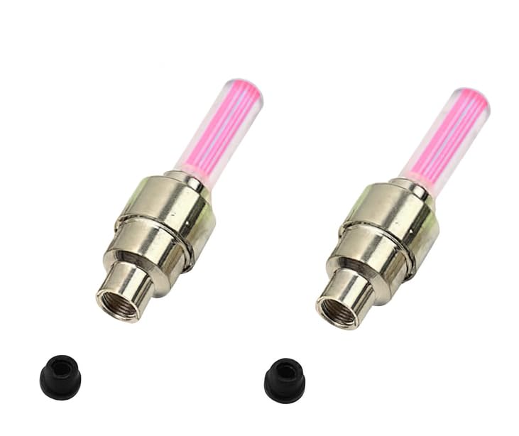 Bike Tyre LED Valve Light (Pink) | Bicycle Wheel Neon Safety Light for Night Riding | Waterproof LED Air Valve Cap Light | Pack of 2-image-45