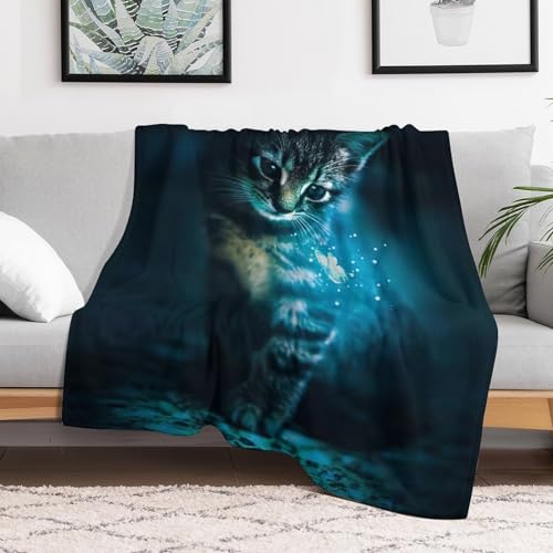 Manta de franela con gato ideal para tardes de películas en el sofá de casa 3