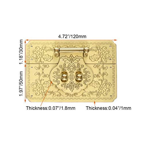 Image of 4.7 inch /12cm Square Antique Brass Hasp Pure Copper Fittings Retro Lock Slice Lock Nose(Gold)
