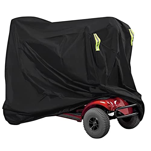 Waterproof Mobility Scooter Cover, Black Waterproof Material Protect Your Wheelchair and Scooter from Rain, Hail Dust, Snow, Sleet and Sun,indoor use
