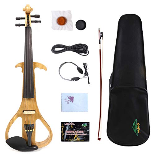 4/4 Electric Violin Solid wood Ebony Fittings Silent Active Pickup Natural Wood Color