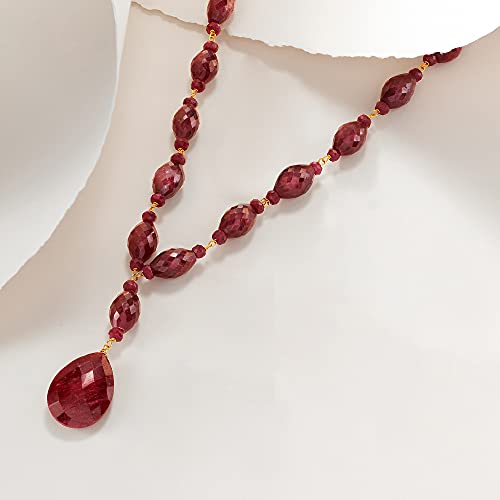 Ross-Simons 185.00 Ct. T.w. Ruby Drop Necklace In 18Kt Yellow Gold Over Sterling Silver. 20 Inches #TOP2