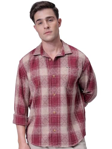 Image of The Indian Garage Co Men Relaxed Fit Checkered Full Sleeves Cutaway Collar Casual Shirt