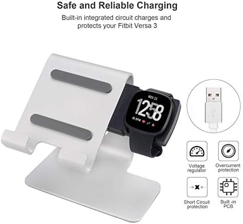 Tranesca 2-in-1 Charging Stand for Fitbit Versa 3 and Cellphone